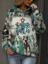 Women's Faith Print Hoodie with Kangaroo Pocket, Soft Long Sleeve Relaxed Fit