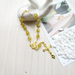 Golden Rose Beads Prayer a Decade Rosary Bracelet