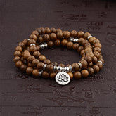 Faith Nova Tibetan Lightning Strike Wood Bracelet Lotus Buddha Mala