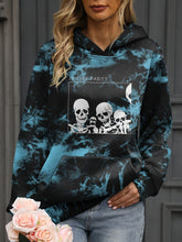 Skull Print Tie Dye Hoodie, Casual Long Sleeve Kangaroo Pocket Sweatshirt, Women's Clothing