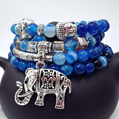 Faith Nova Natural Agate Elephant Buddha Hope Bracelet