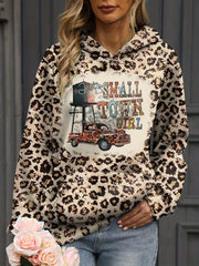 Women's Leopard & Graphic Print Hoodie with Kangaroo Pocket, Soft and Casual – Perfect for Everyday Wear and Lounging