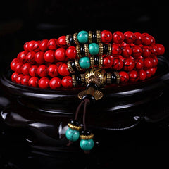 Faith Nova Tibetan Mala Red Turquoise Lucky Necklace Bracelet