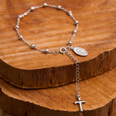 Virgin Mary Medal & Cross Adjustable Simple Casual Bracelet