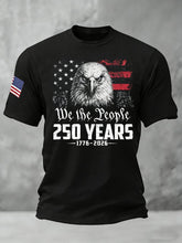 Men's Casual American 250th Anniversary Print Waffle Knit T-shirt