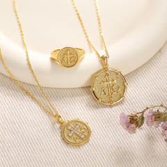Alpha Omega Cross Medallion Necklace