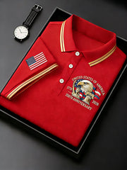 Men's Retro 250th Anniversary of the United States Print Independence Day Cross Print Polo Shirt
