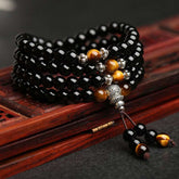 Faith Nova Black Obsidian Tiger Eye Blessing Mala Bracelet