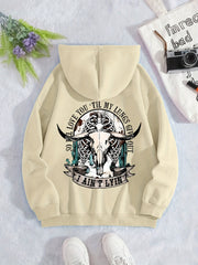 Women's Skull Hoodie – Fleece-Lined with Drawstring & Kangaroo Pocket, Ideal for Fall & Winter Casual Wear