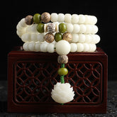 Faith Nova White Jade Bodhi Lotus Mala Harmony Necklace Bracelet