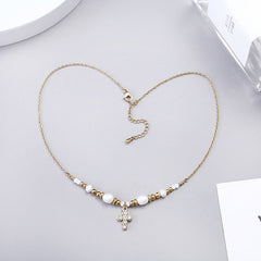Freshwater Pearl Cross Necklace