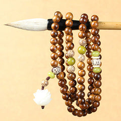 Faith Nova Tibetan Rosewood Lotus Mala Protection Calm Necklace Bracelet