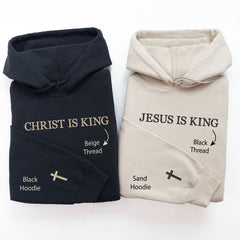 Embroidered Jesus Is King Hoodie Sweatshirt