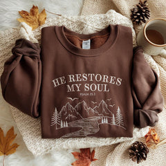 Embroidered He Restores My Soul Sweatshirt