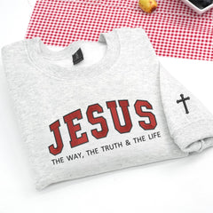 Embroidered Jesus The Way The Truth and The Life Crewneck Sweatshirt