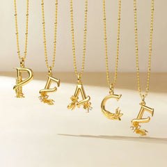 Crocus Blossom Letter C Pendant Necklace
