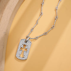 Sterling Silver Cross Pendant Necklace with Moissanite Accents