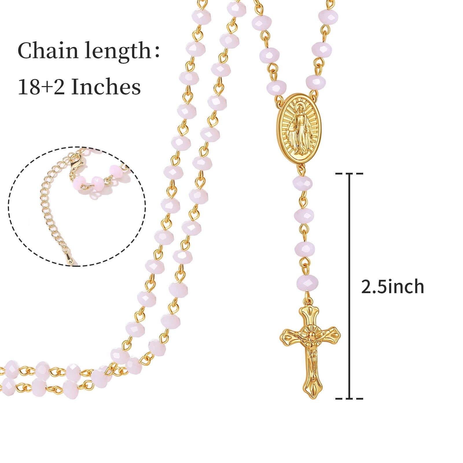 Virgin Mary Medal & Crucifix Pendant Necklace