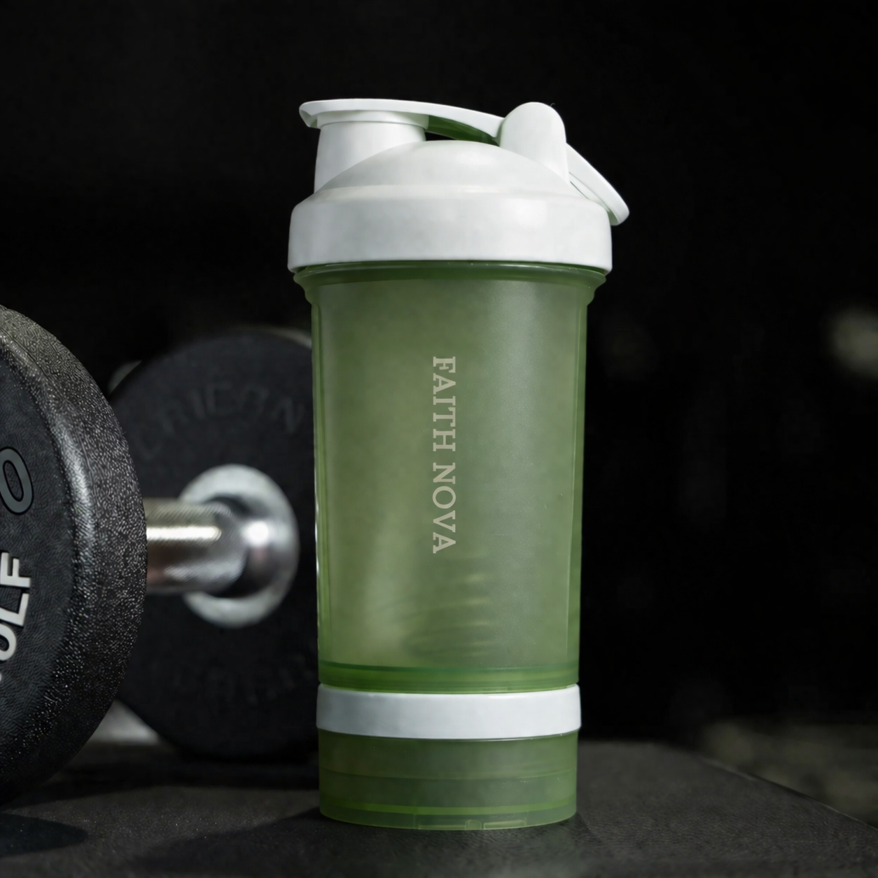 16oz Faith Nova All In One Protein Shaker Bottle With Storage Compartments - Green