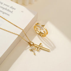 18K Gold-Plated Dual Cross Harmony Necklace