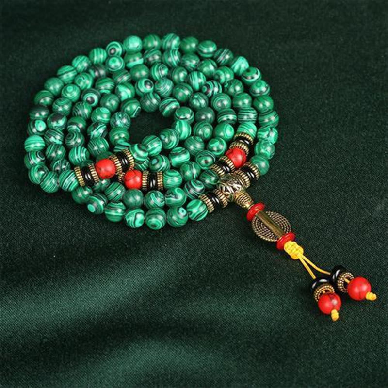 Faith Nova Tibetan 108 Mala Malachite Beads Bracelet Necklace