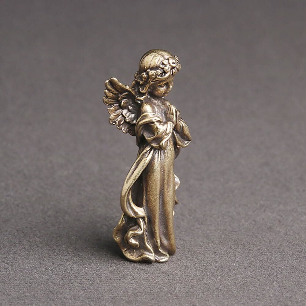 Retro Style Brass Stereoscopic Bronze Guardian Angel Desktop Decorations Ornament