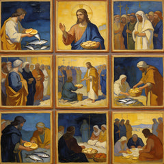 The Feeding of the 5000 - Religious Fridge Magnets 9 Pieces