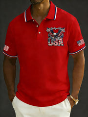 Men's Retro 250th Anniversary of the United States Print  Independence Day Cross Print Polo Shirt