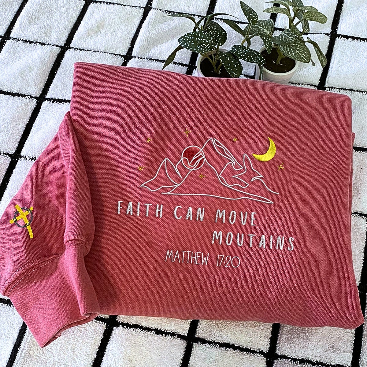 Embroidered Faith Can Move Mountains Sweatshirt