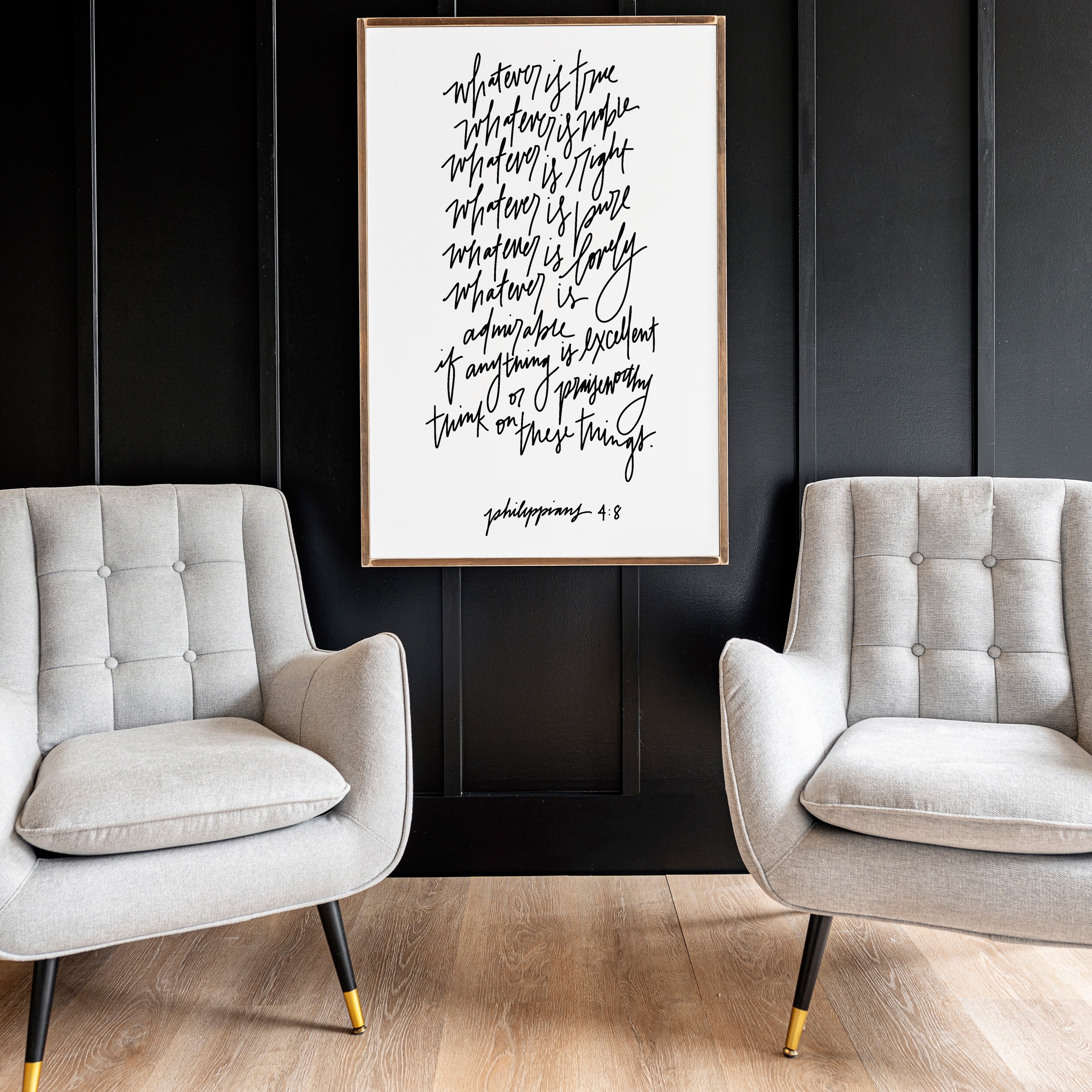 Whatever Is True Hand Lettered | Framed Wooden Art