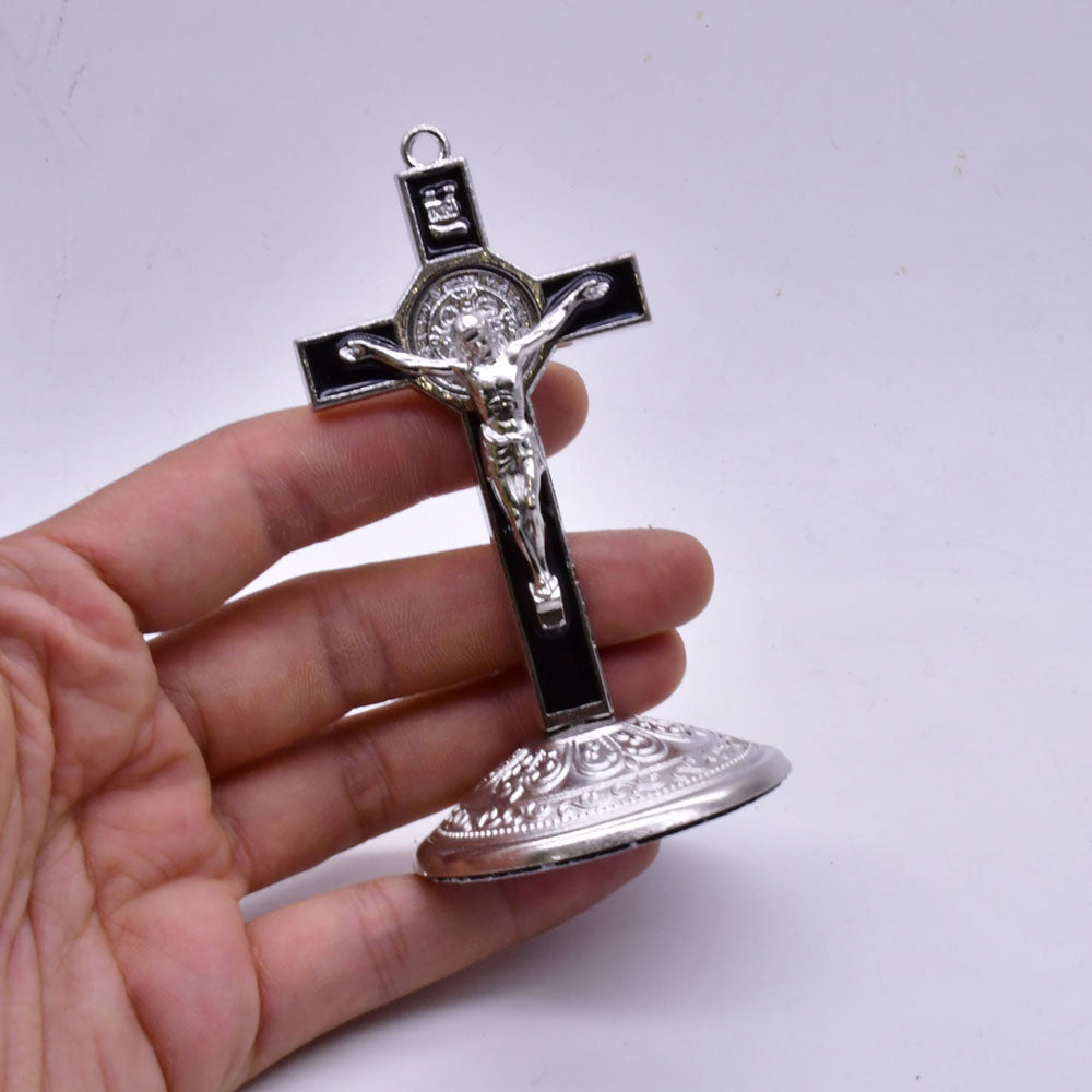 Alloy Cross Ornament Stand for Home, Office & Car Decor