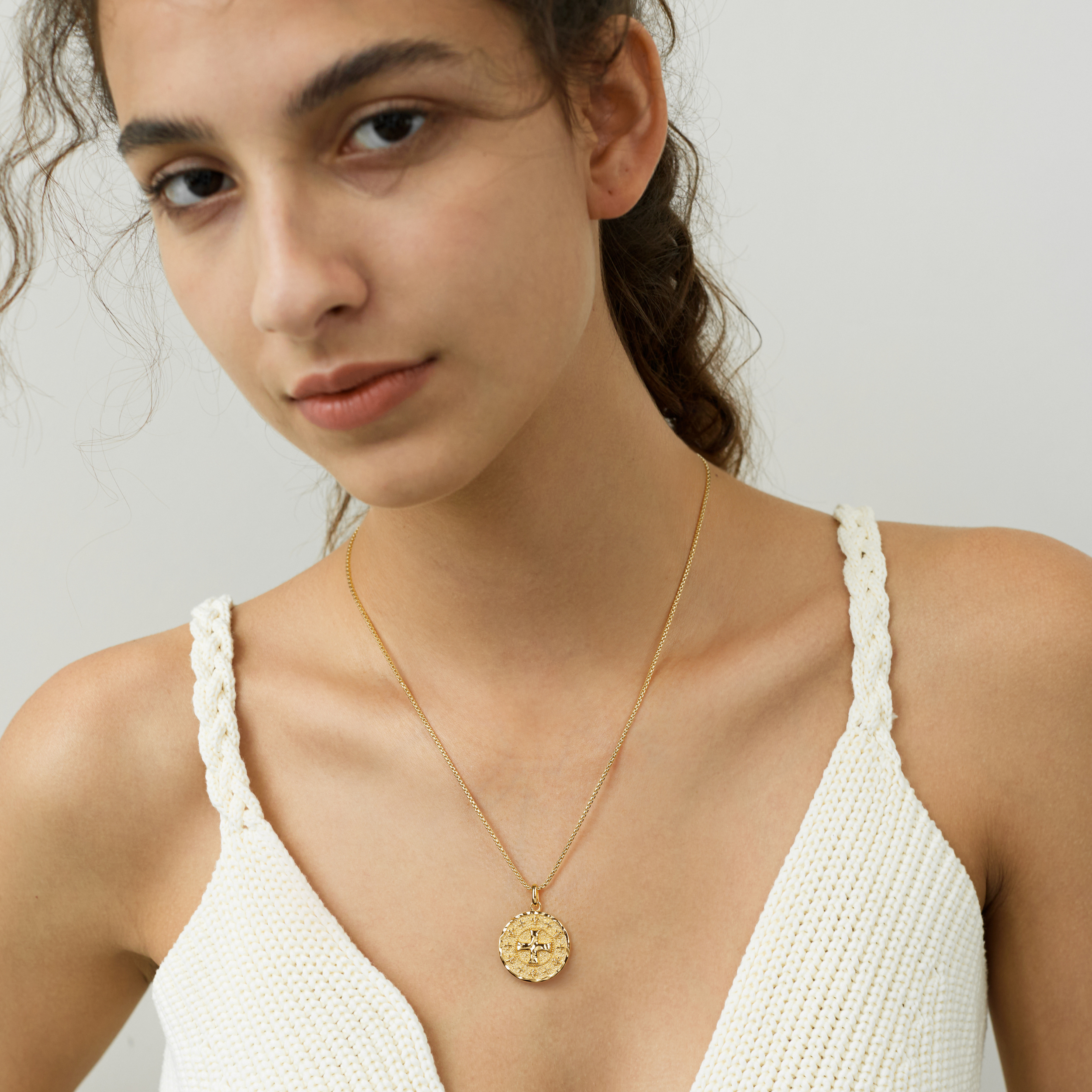 Gothic Liquid Lava Cross Fleur-de-Lis Medallion Necklace