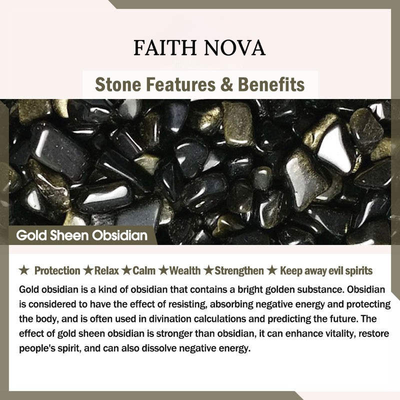 Faith Nova 108 Mala Beads Natural Gold Sheen Obsidian Wealth Bracelet