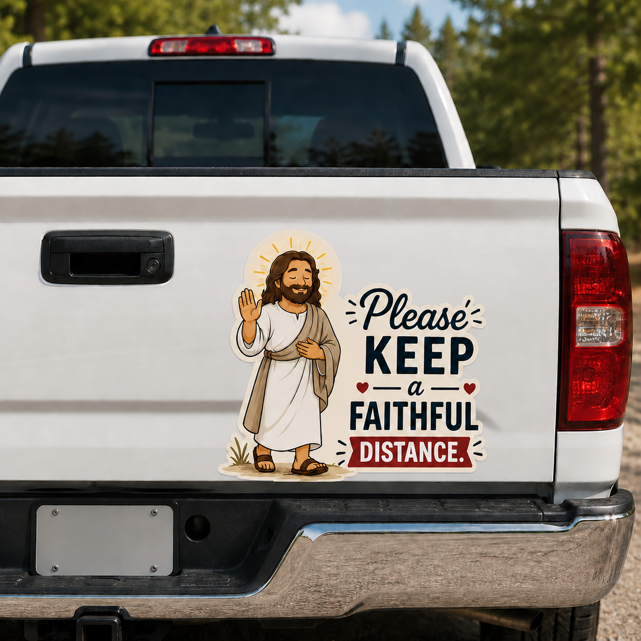 Please Keep A Faithful Distance, Adhesive-Free Magnetic Design, Suitable for Car Doors & Trunks