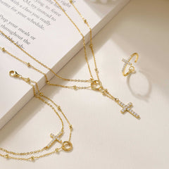 Gold Vermeil Layered Cross Bracelet