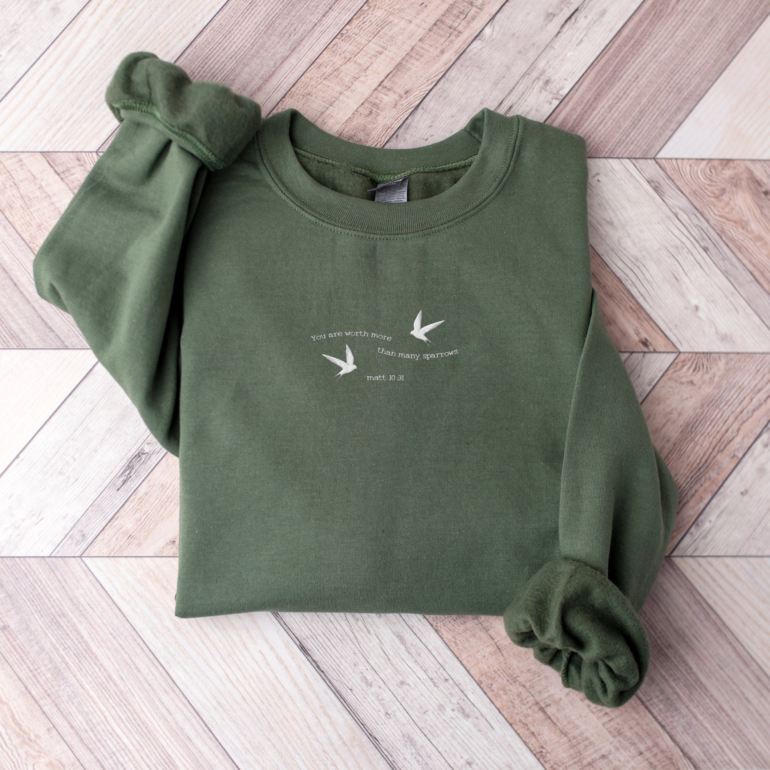 Embroidered You Are Worth More Than Sparrows Christian Sweatshirt