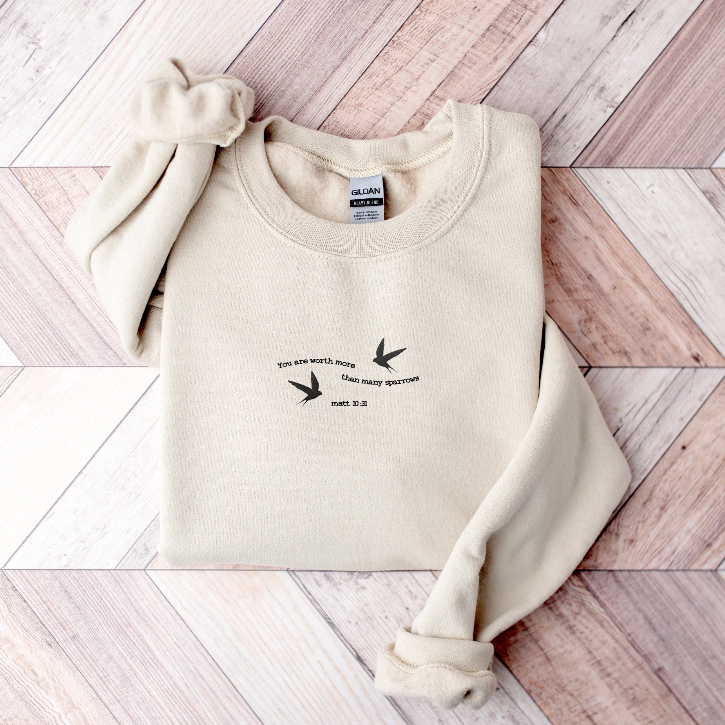 Embroidered You Are Worth More Than Sparrows Christian Sweatshirt