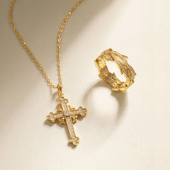 Classic Radiance Cross Pendant Necklace with Sparkling Stones