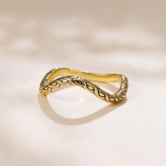Personalized Pavé Wavy Enamel Stacking Ring