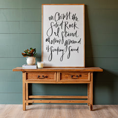 On Christ The Solid Rock Hand Lettered | Framed Wooden Art