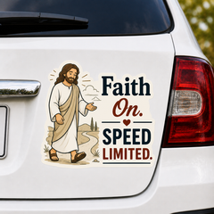 Faith On Speed Limited. Adhesive-Free Magnetic Design, Suitable for Car Doors & Trunks