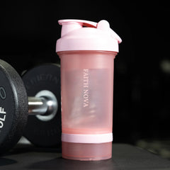 PINK SHAKER BOTTLE WITH STORAGE COMPARTMENTS