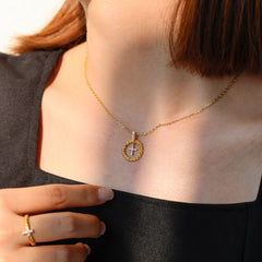 Wheat Wreath Cross Pendant Necklace