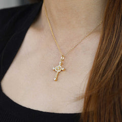 Heart Cross Cord Necklace