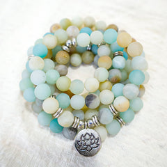 Faith Nova Tibetan Amazonite Stone Blessing Lotus Mala