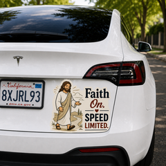 Faith On Speed Limited. Adhesive-Free Magnetic Design, Suitable for Car Doors & Trunks