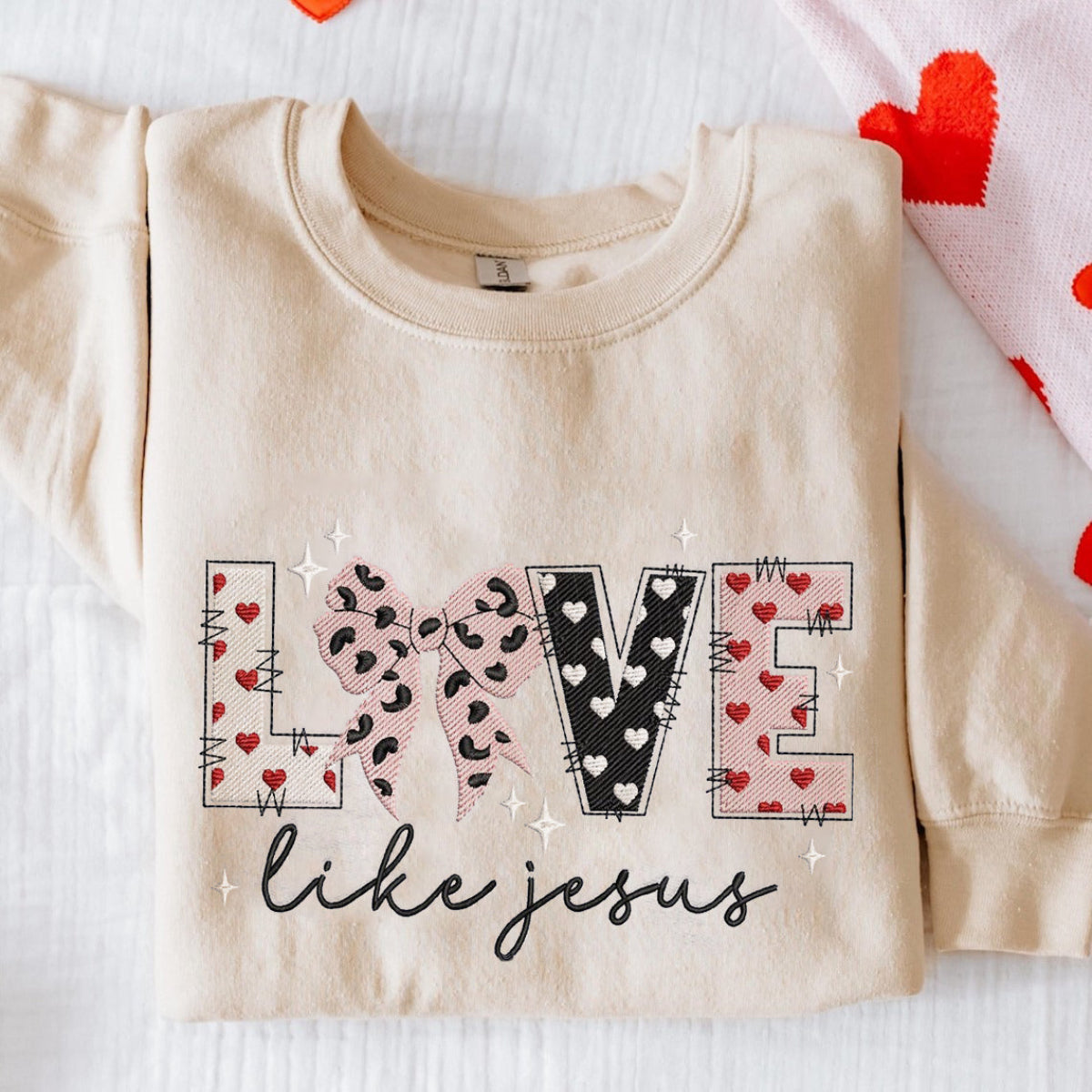 Embroidered Love Like Jesus Sweatshirt