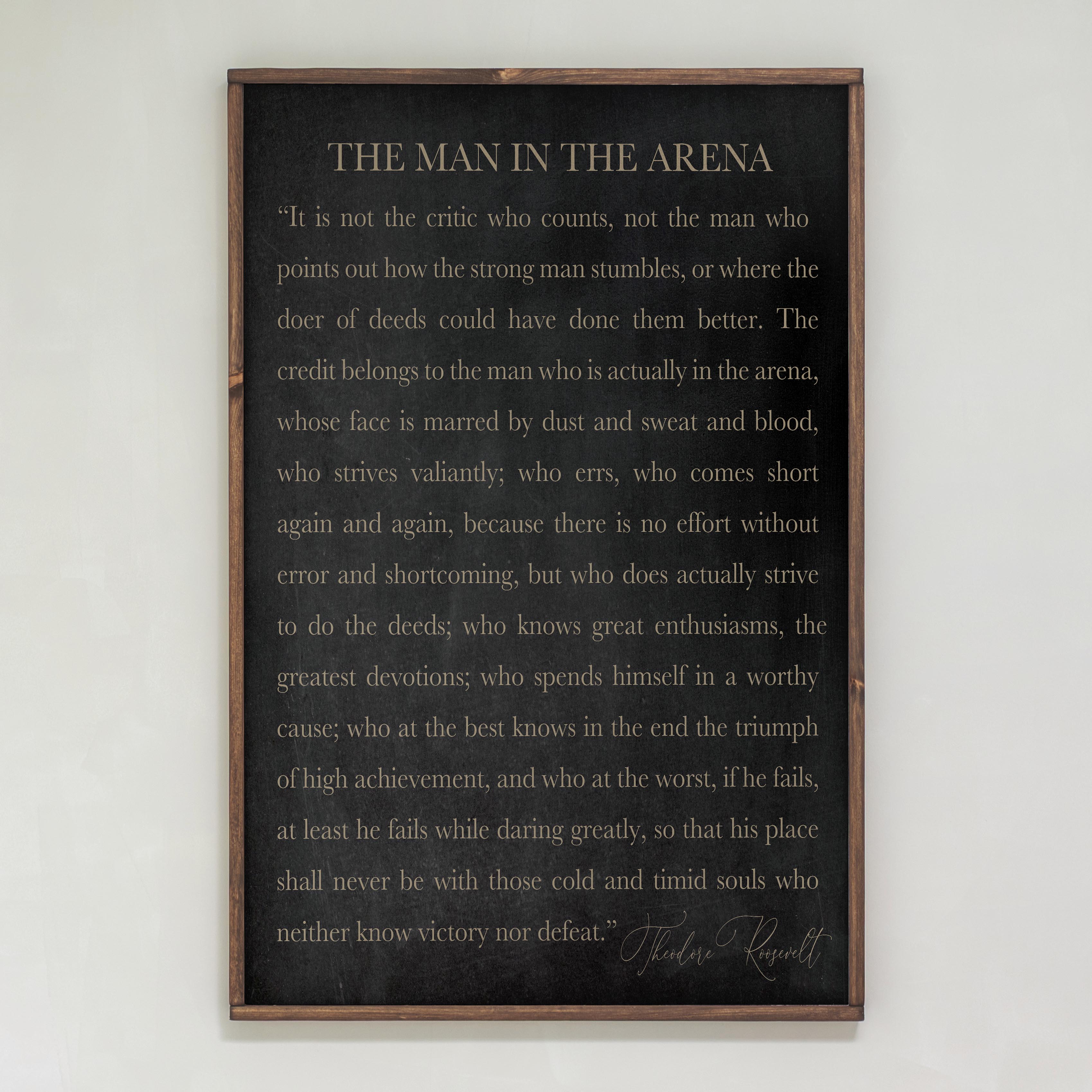Man In The Arena | Framed Wooden Art