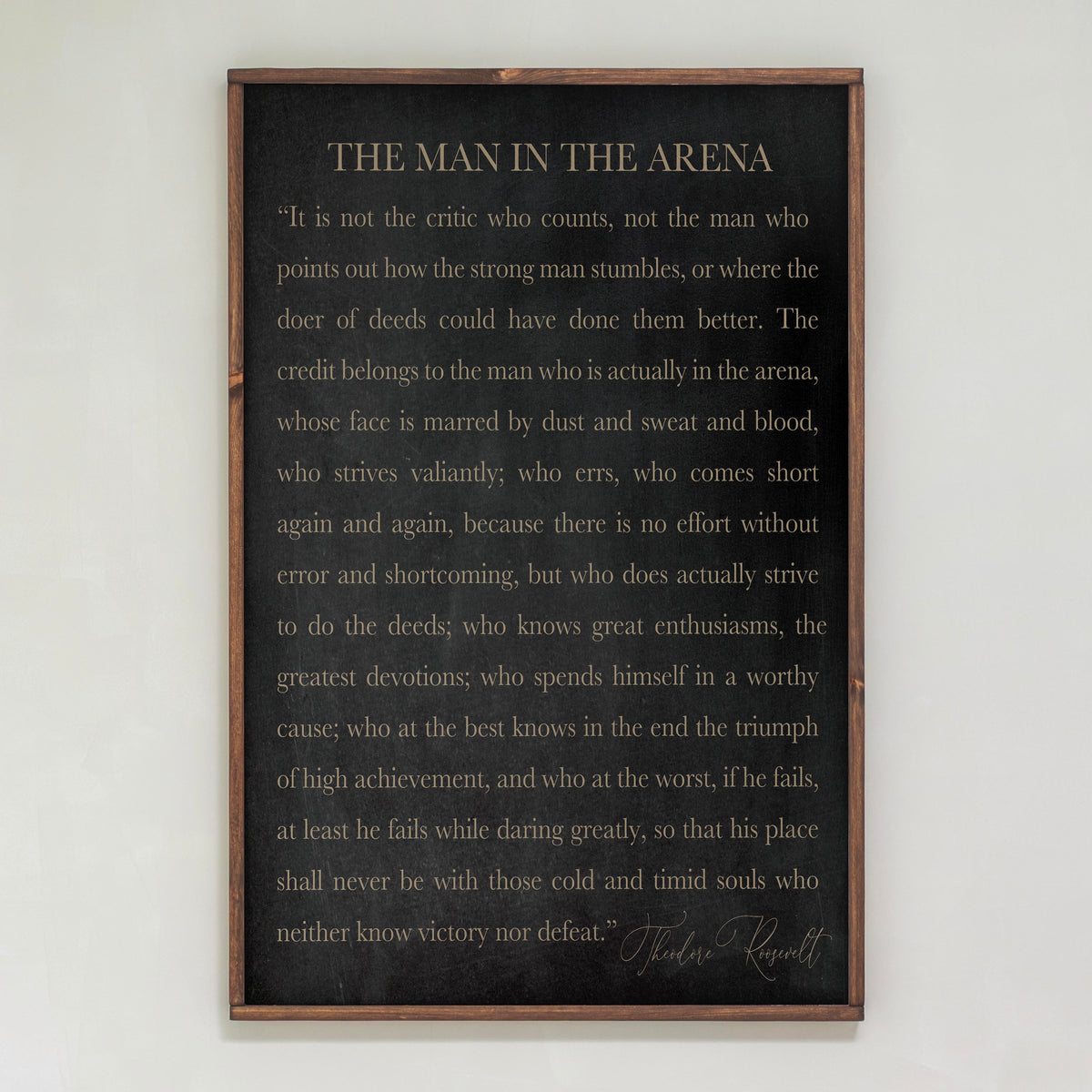Man In The Arena | Framed Wooden Art