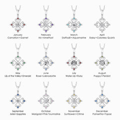 Sacred Bloom Heart Cross Birth Flower Necklace